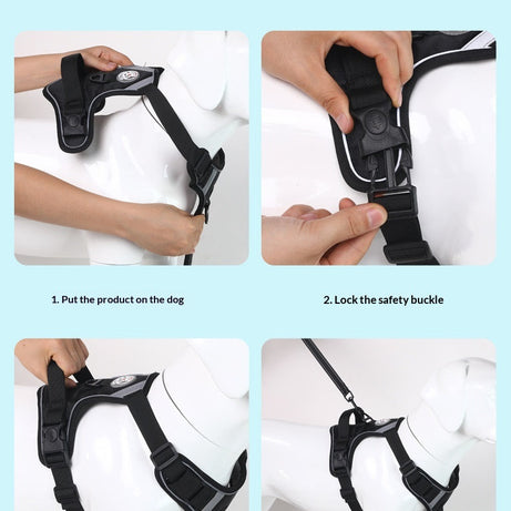 Adjustable Dog Harness - Large Chest Style with Leash