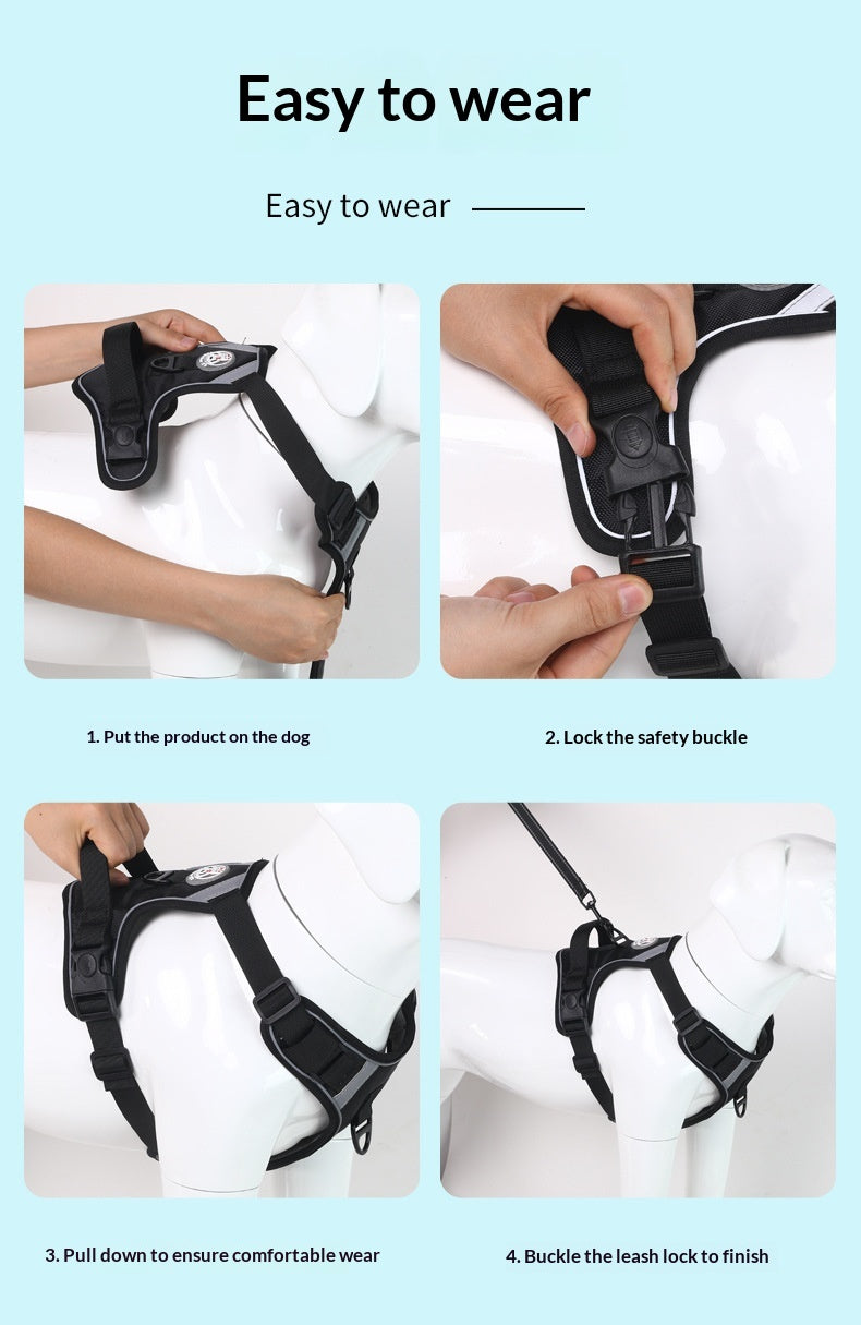 Adjustable Dog Harness - Large Chest Style with Leash