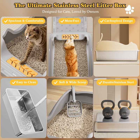 Stainless Steel Cat Litter Box - Large Rust-Free