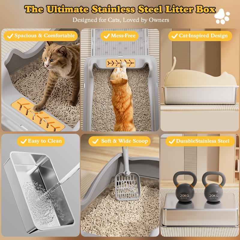 Stainless Steel Cat Litter Box - Large Rust-Free