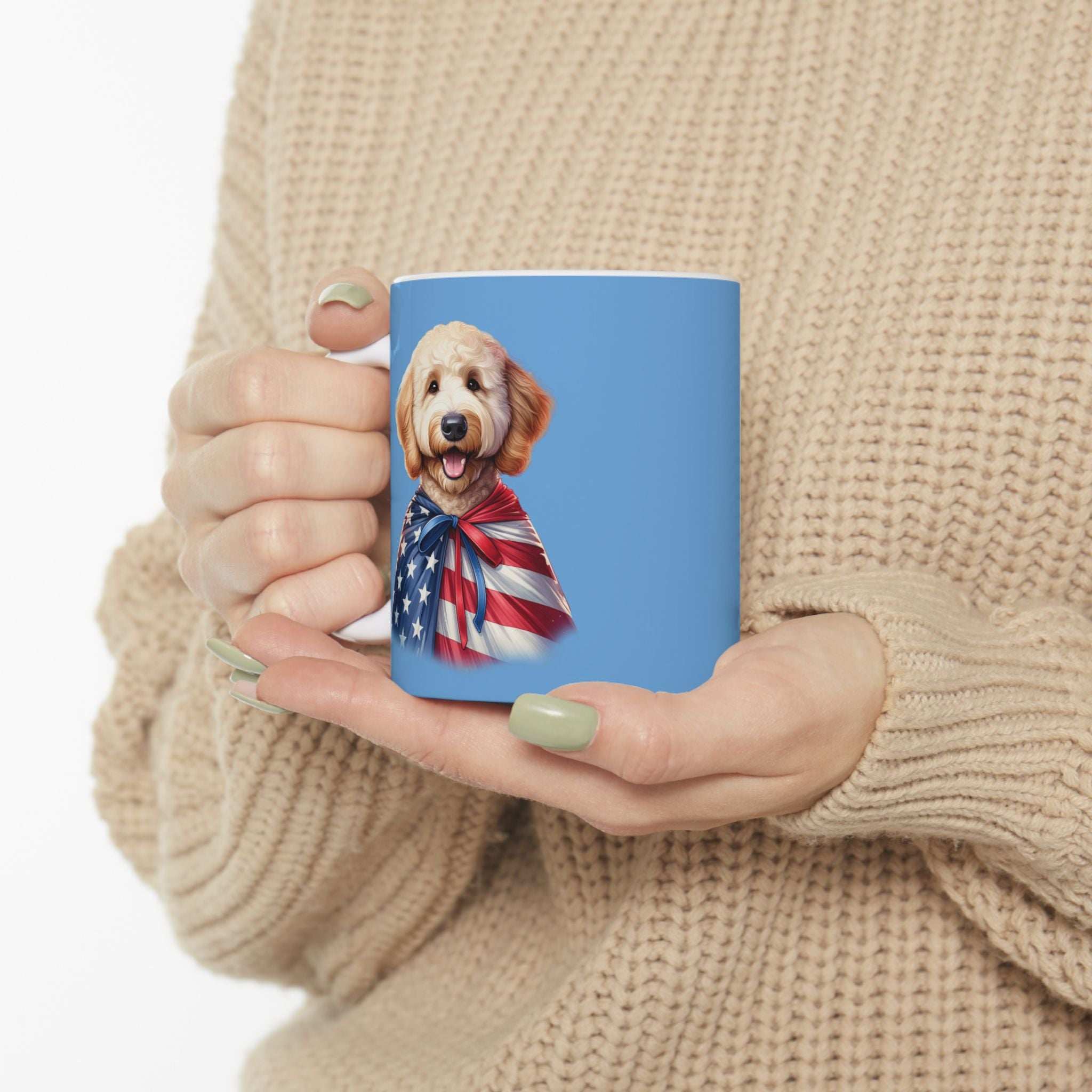 Patriotic Goldendoodle Dog Ceramic Mug - 11oz & 15oz