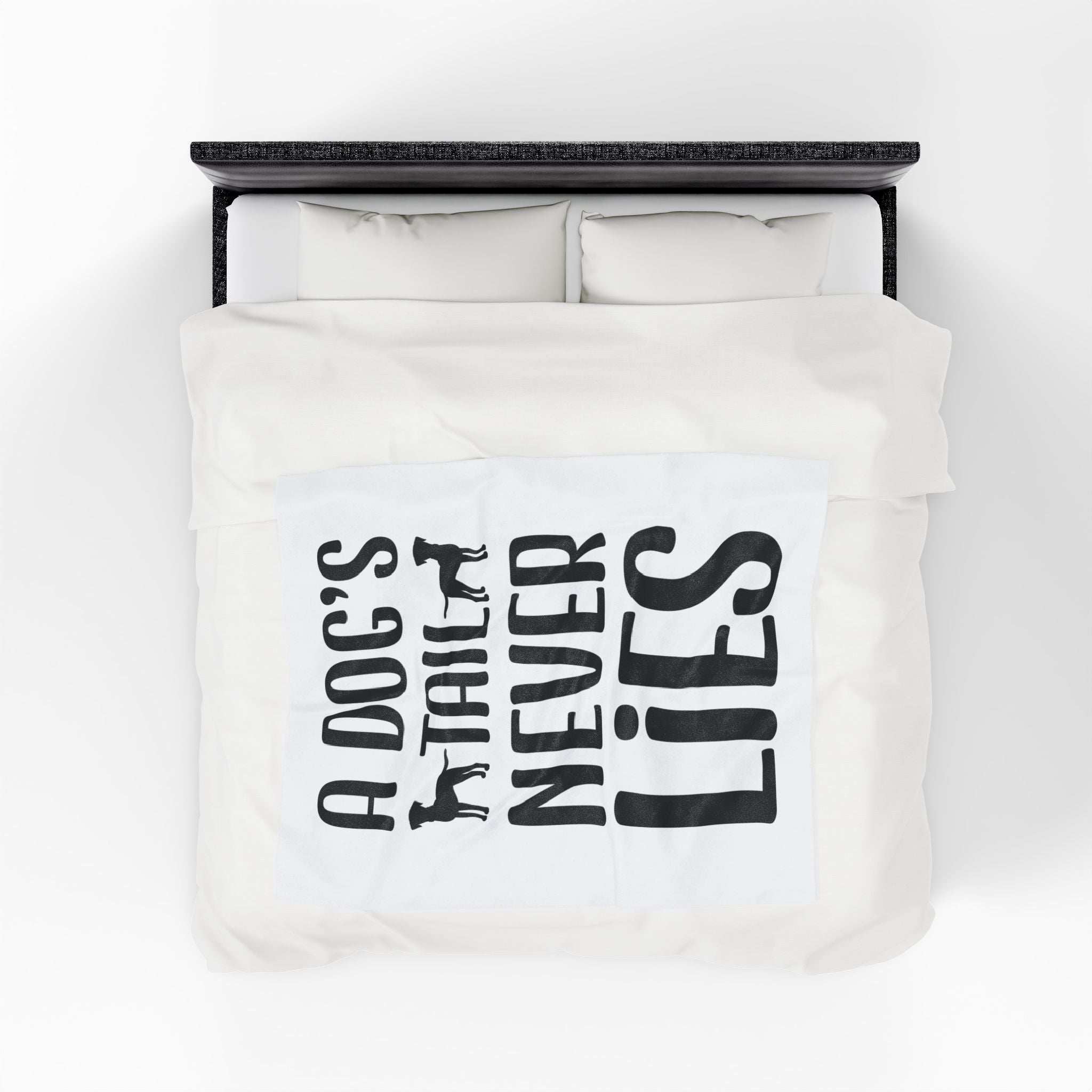 Cozy Velveteen Plush Blanket - "A Dog's Tail Never Lies" - Pet Lover Gift