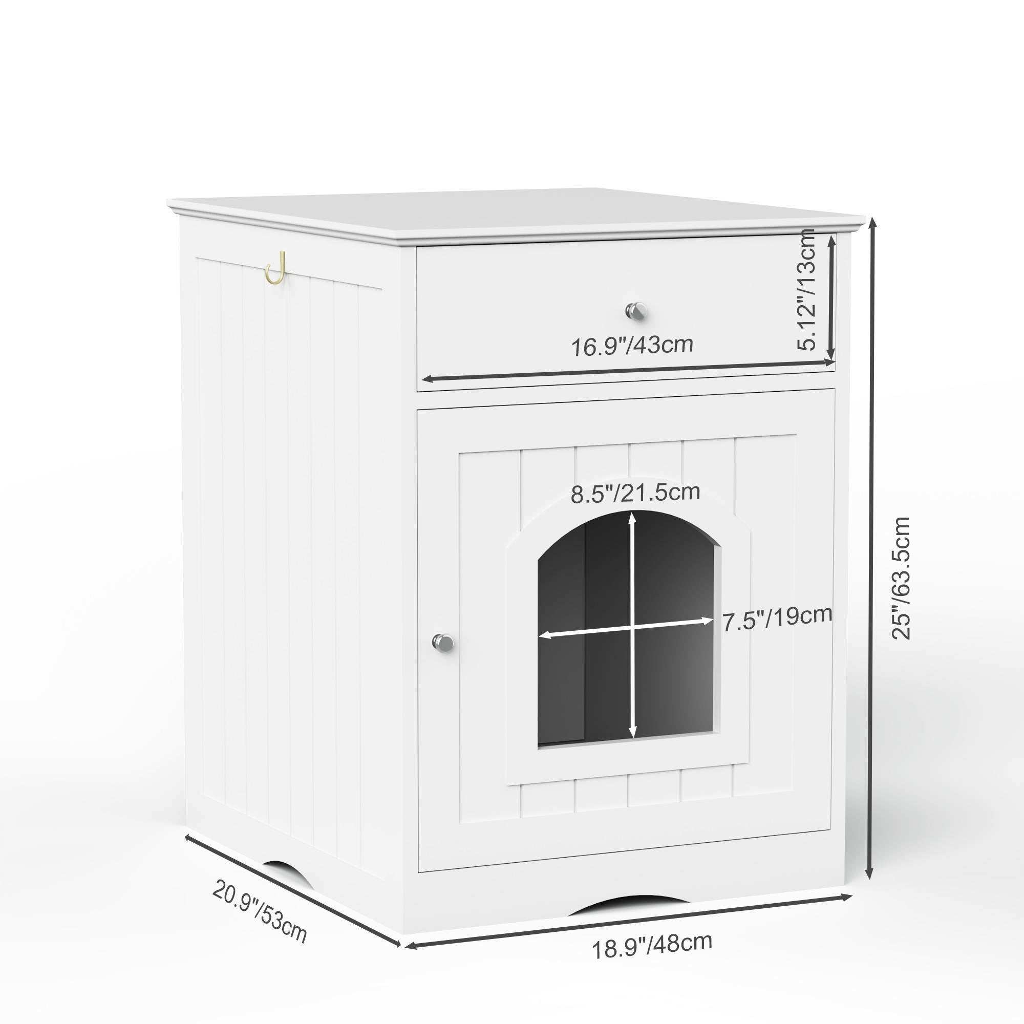 Wooden Pet House Cat Litter Box Enclosure With Drawer Side Table Cat Home Nightstand