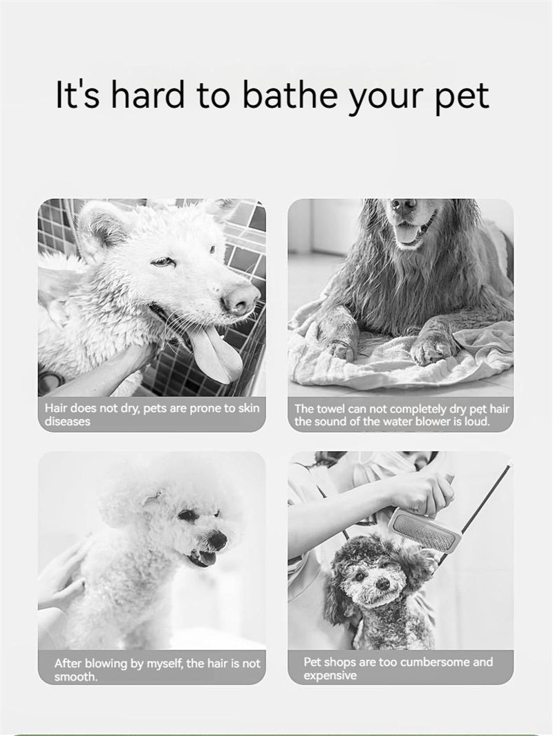 Pet Grooming Hair Dryer with Comb - Silent 2-in-1 Blow & Style