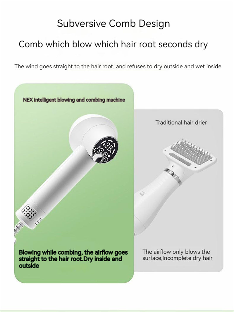 Pet Grooming Hair Dryer with Comb - Silent 2-in-1 Blow & Style