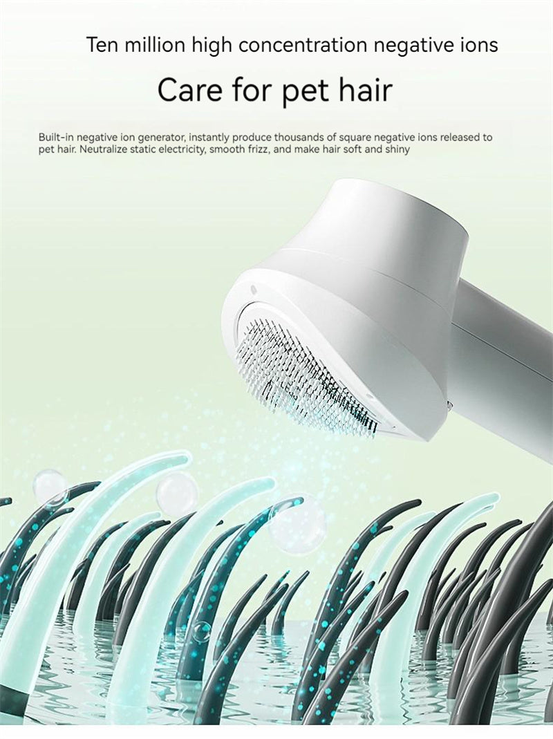 Pet Grooming Hair Dryer with Comb - Silent 2-in-1 Blow & Style
