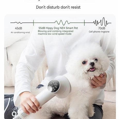 Pet Grooming Hair Dryer with Comb - Silent 2-in-1 Blow & Style