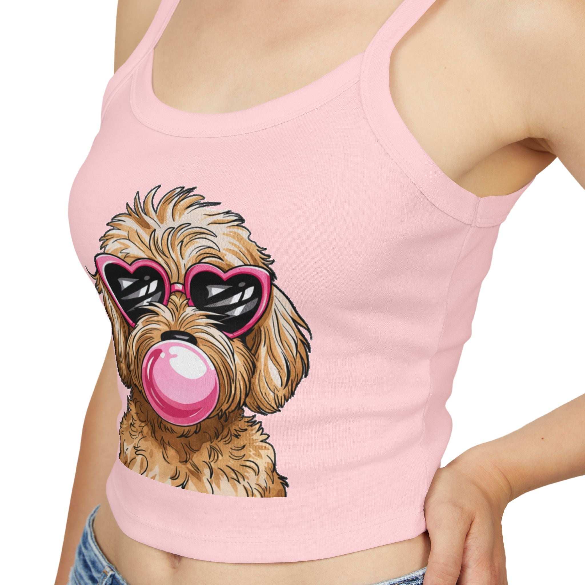 Cool Goldendoodle Blowing Bubble - Women's Spaghetti Strap Tank Top
