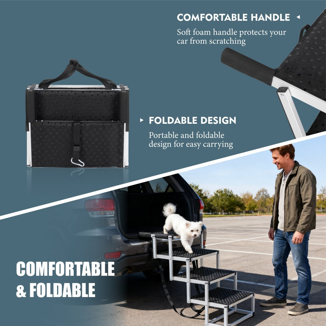 Foldable Dog Ramp for Cars - Portable Stairs for Large Dogs 250lbs