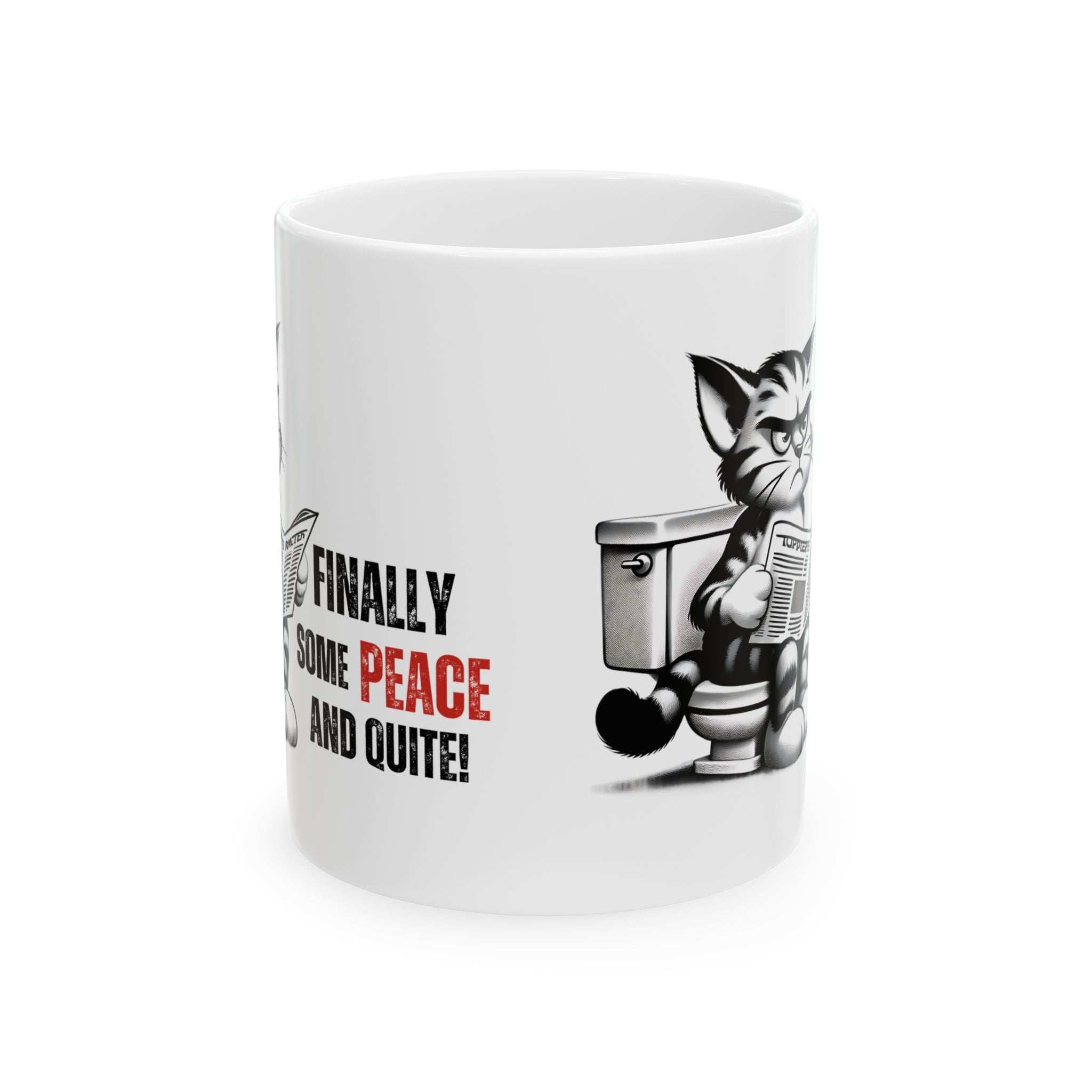 Funny Cat Ceramic Mug – "Finally Some Peace and Quiet!" – Perfect Gift for Cat Lovers