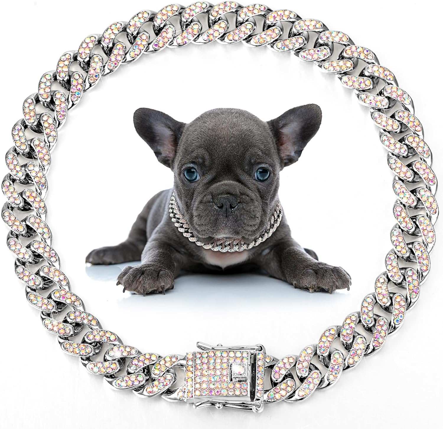 Dog & Cat Metal Chain Crystal Collar Necklace Pet Jewelry - Accessories For Small Medium Large Dogs & Cats