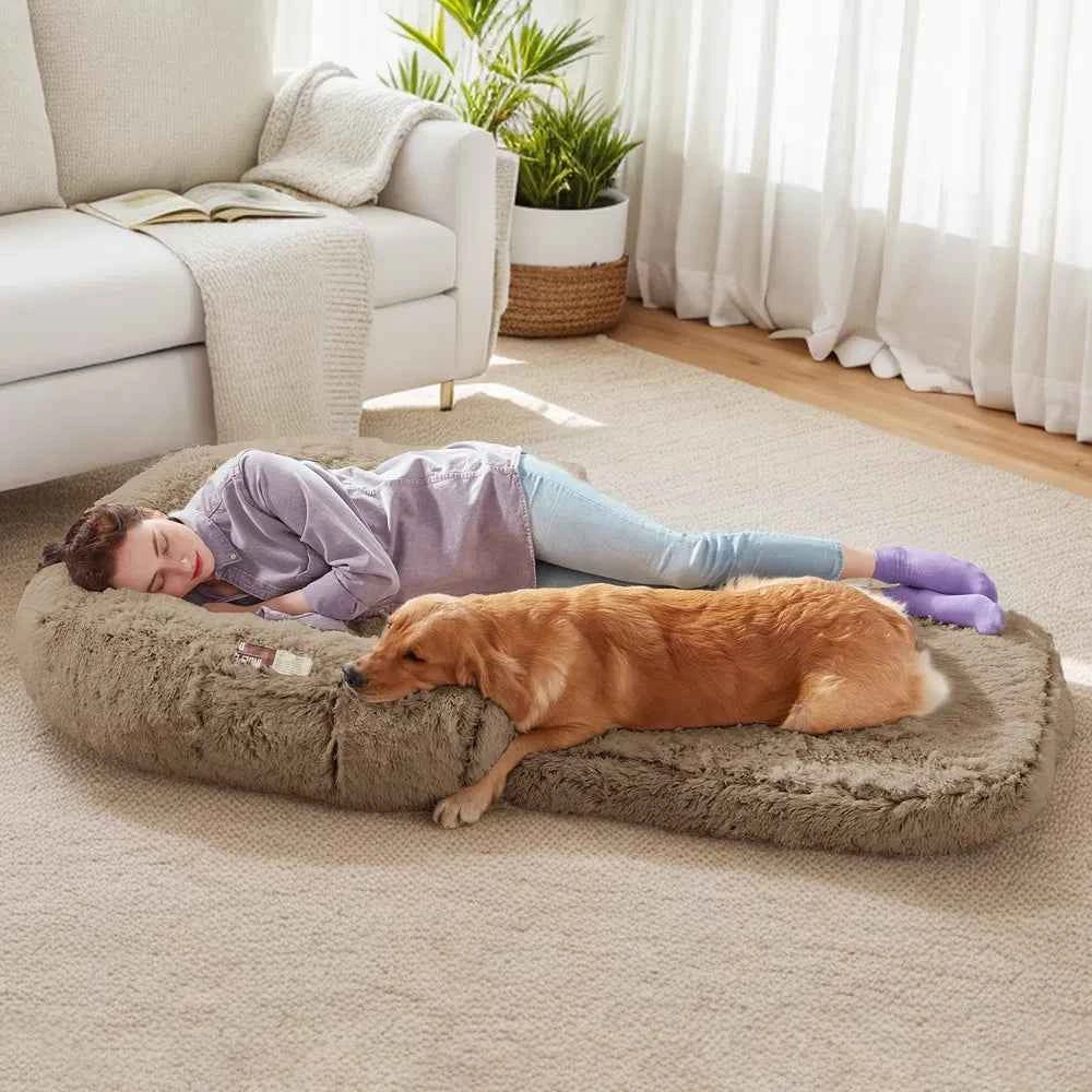 Large Foldable Dog Bed - Plush Orthopedic Human Sized