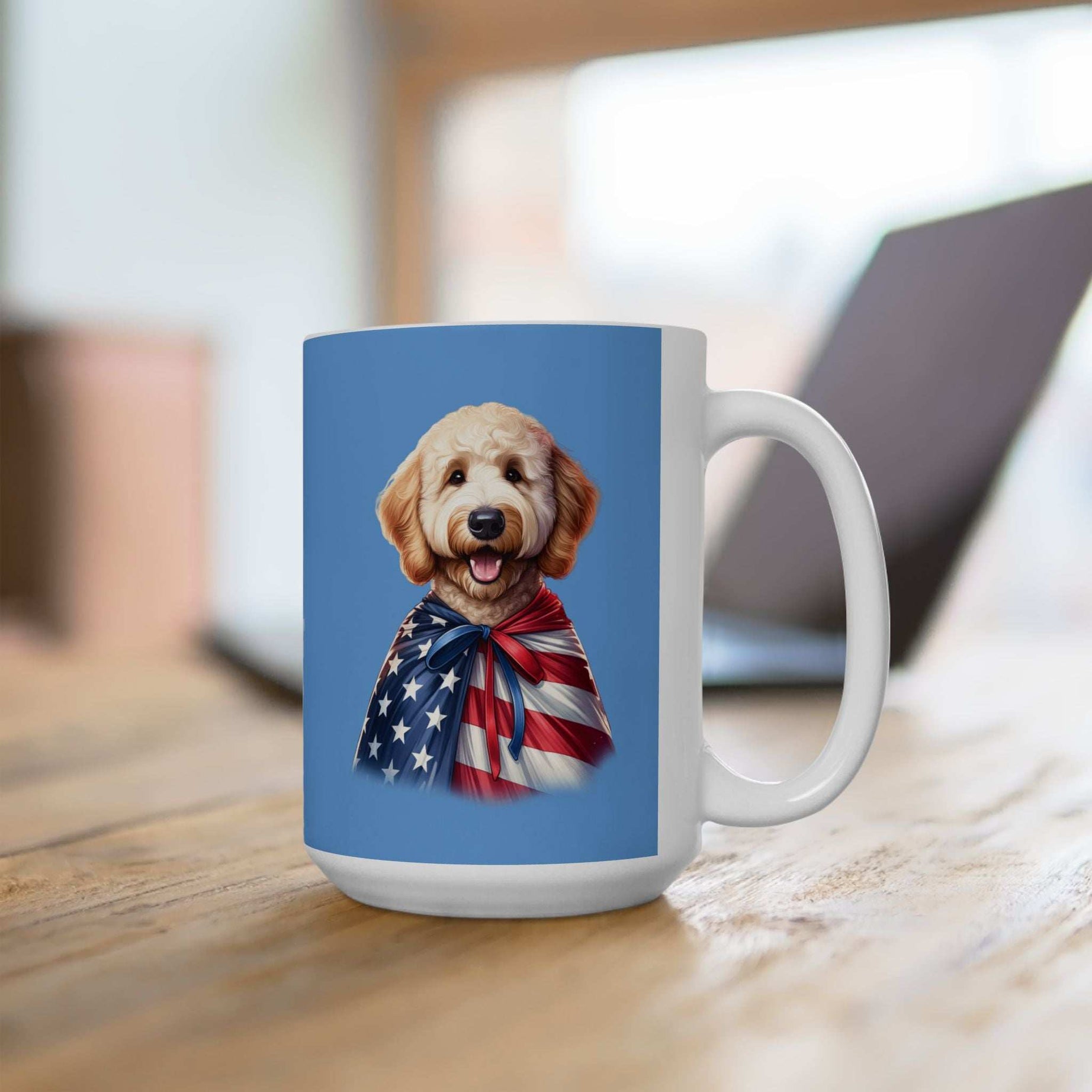 Patriotic Goldendoodle Dog Ceramic Mug - 11oz & 15oz