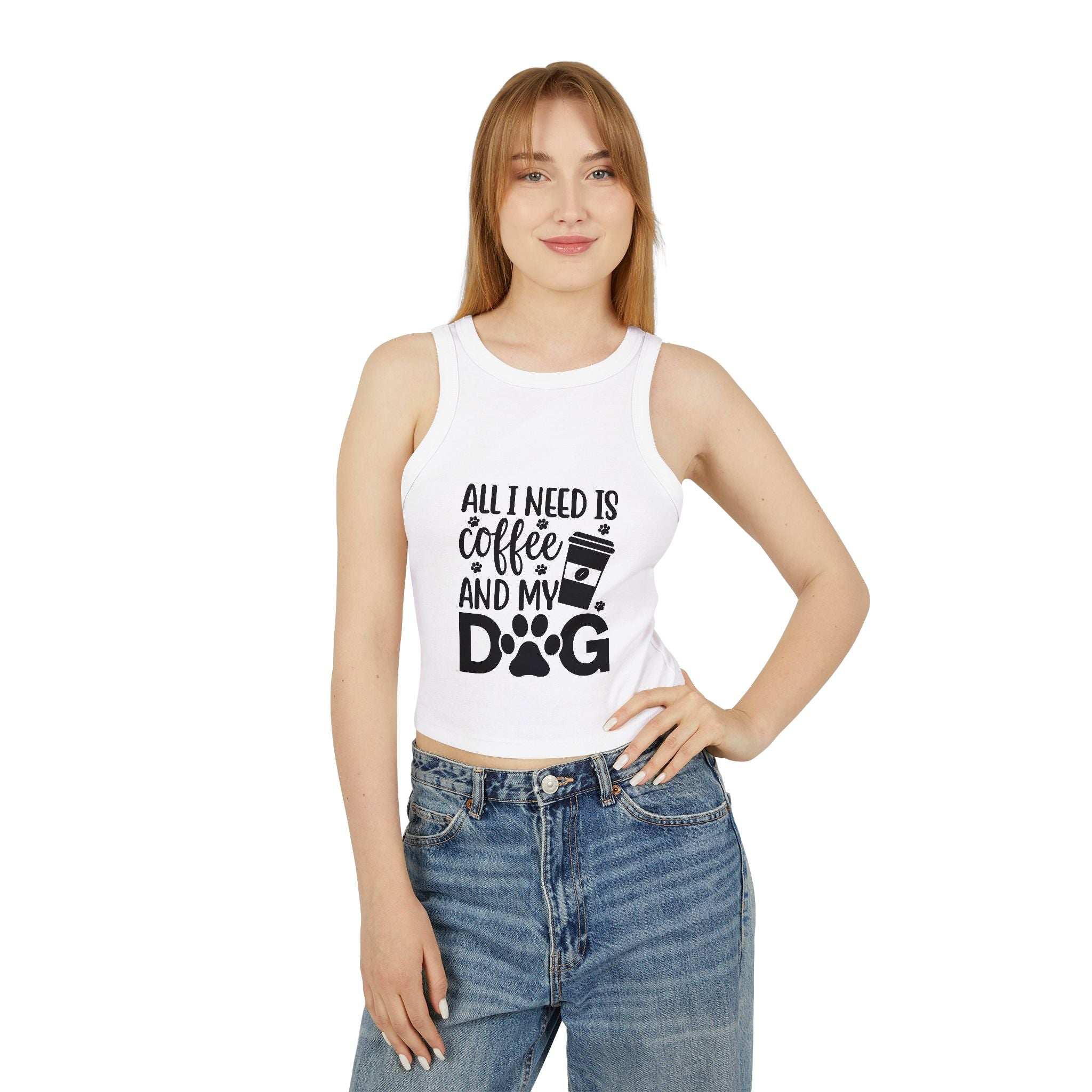 Dog Lover Coffee Micro Rib Racer Tank Top