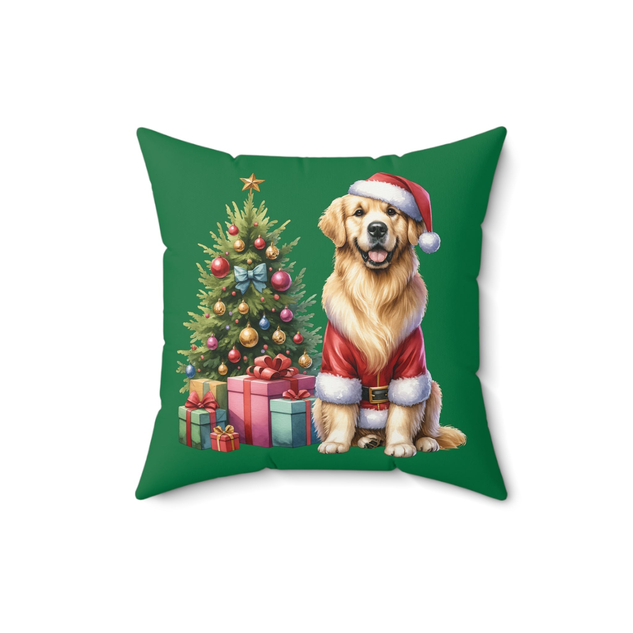 Christmas Golden Retriever Pillow - Festive Holiday Decor