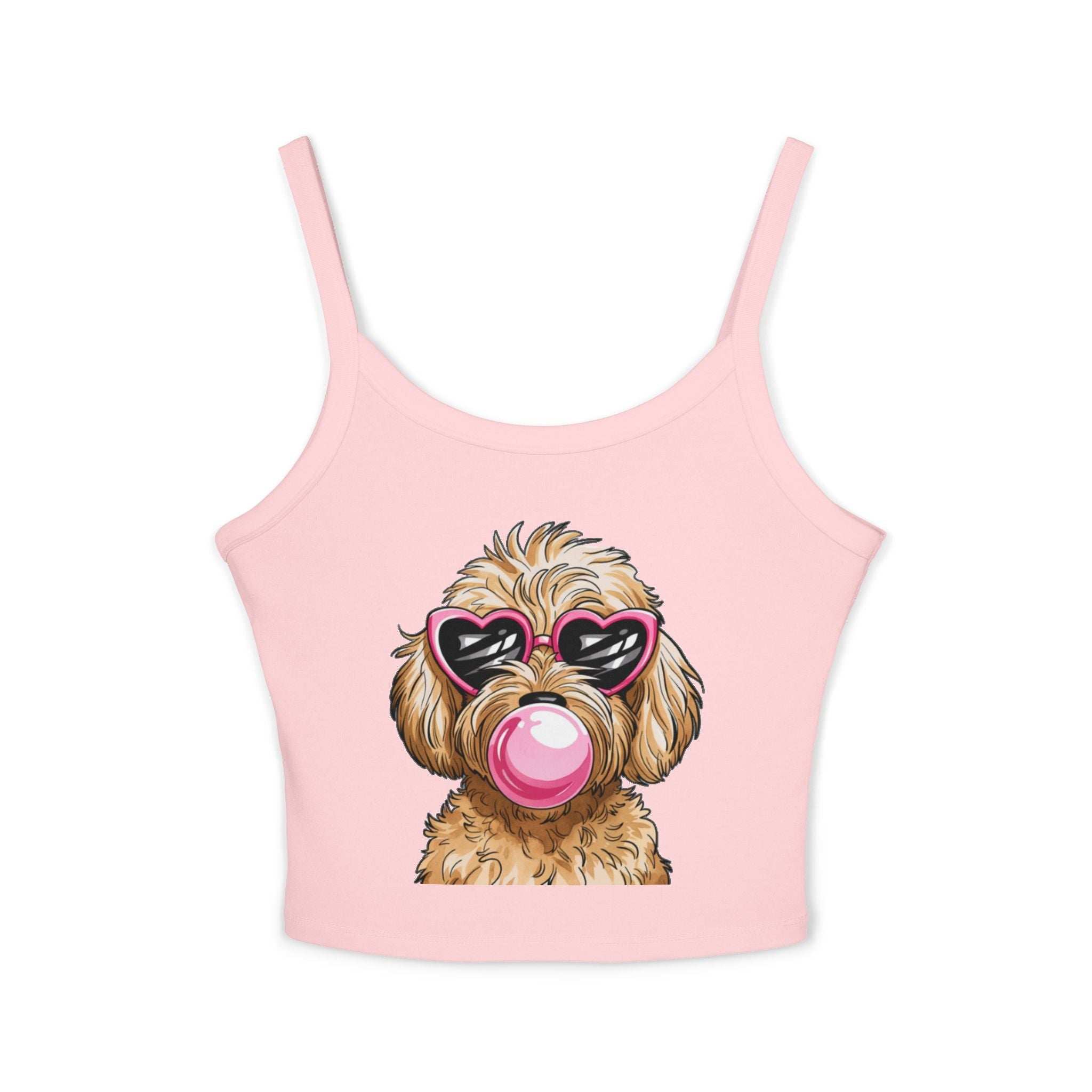 Cool Goldendoodle Blowing Bubble - Women's Spaghetti Strap Tank Top