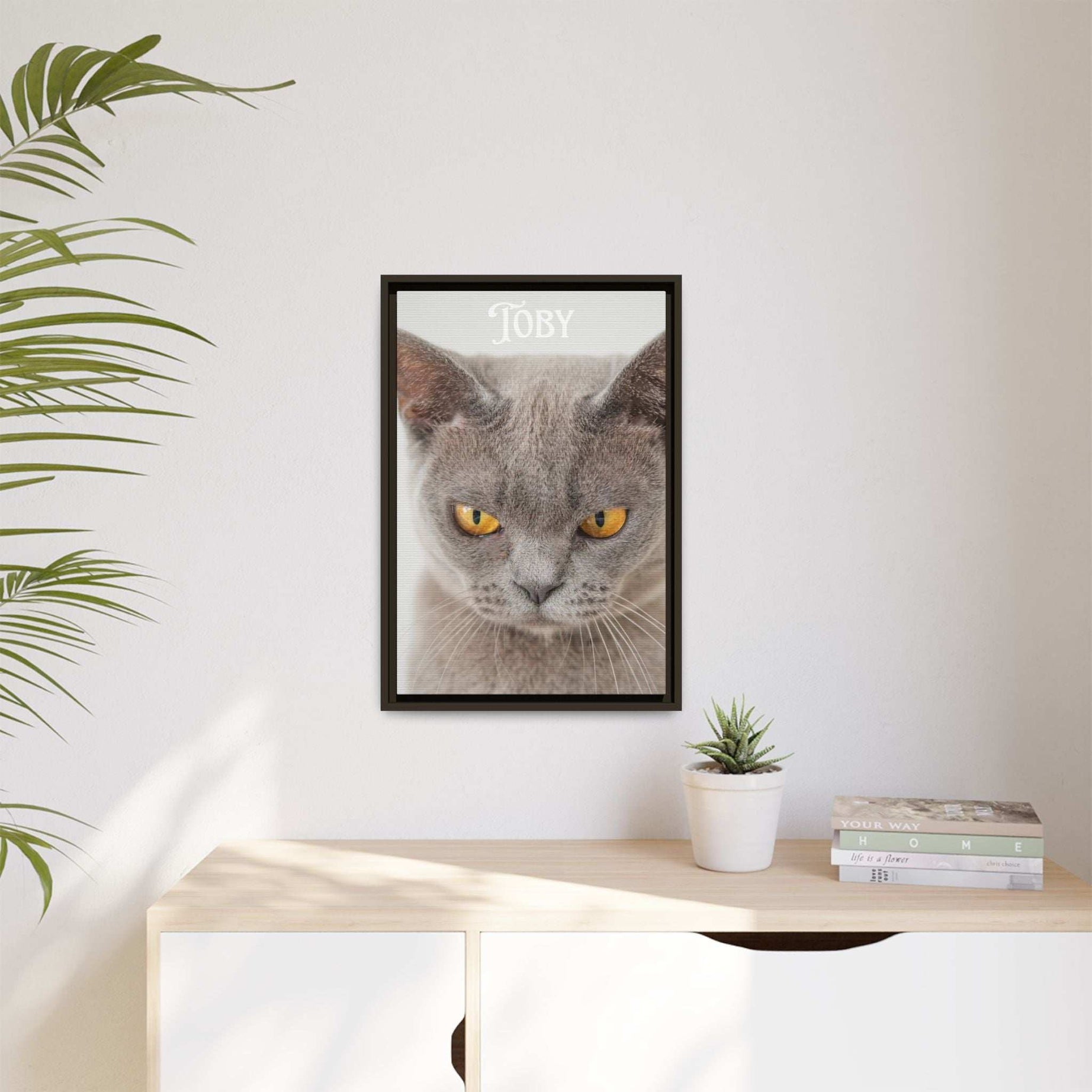 Personalized Photo Wall Art - Framed Matte Canvas Print for Pet Lovers - Customizable Name Print