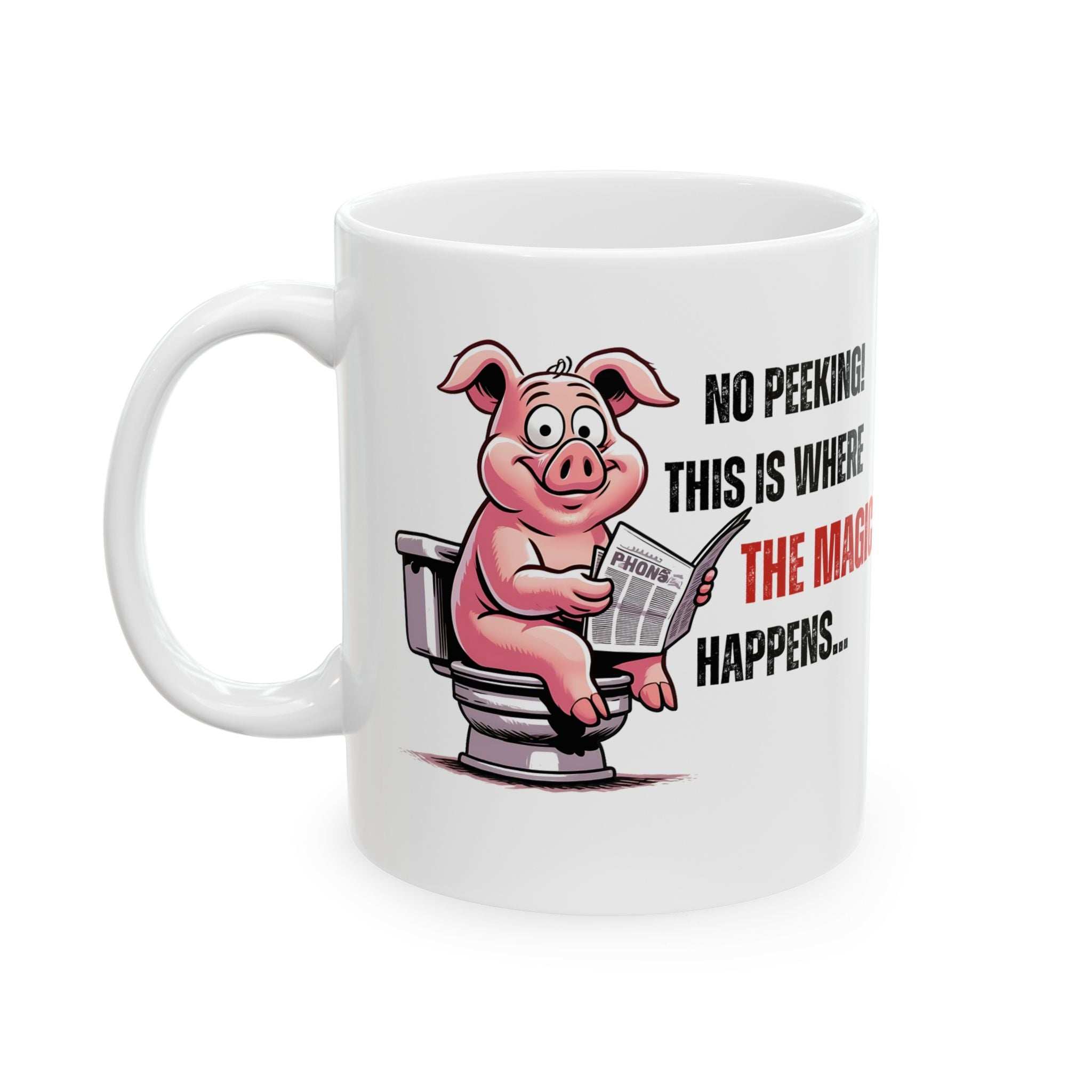 Funny Ceramic Mug - 'No Peeking!' Pig Design - Perfect Gift for Friends or Family