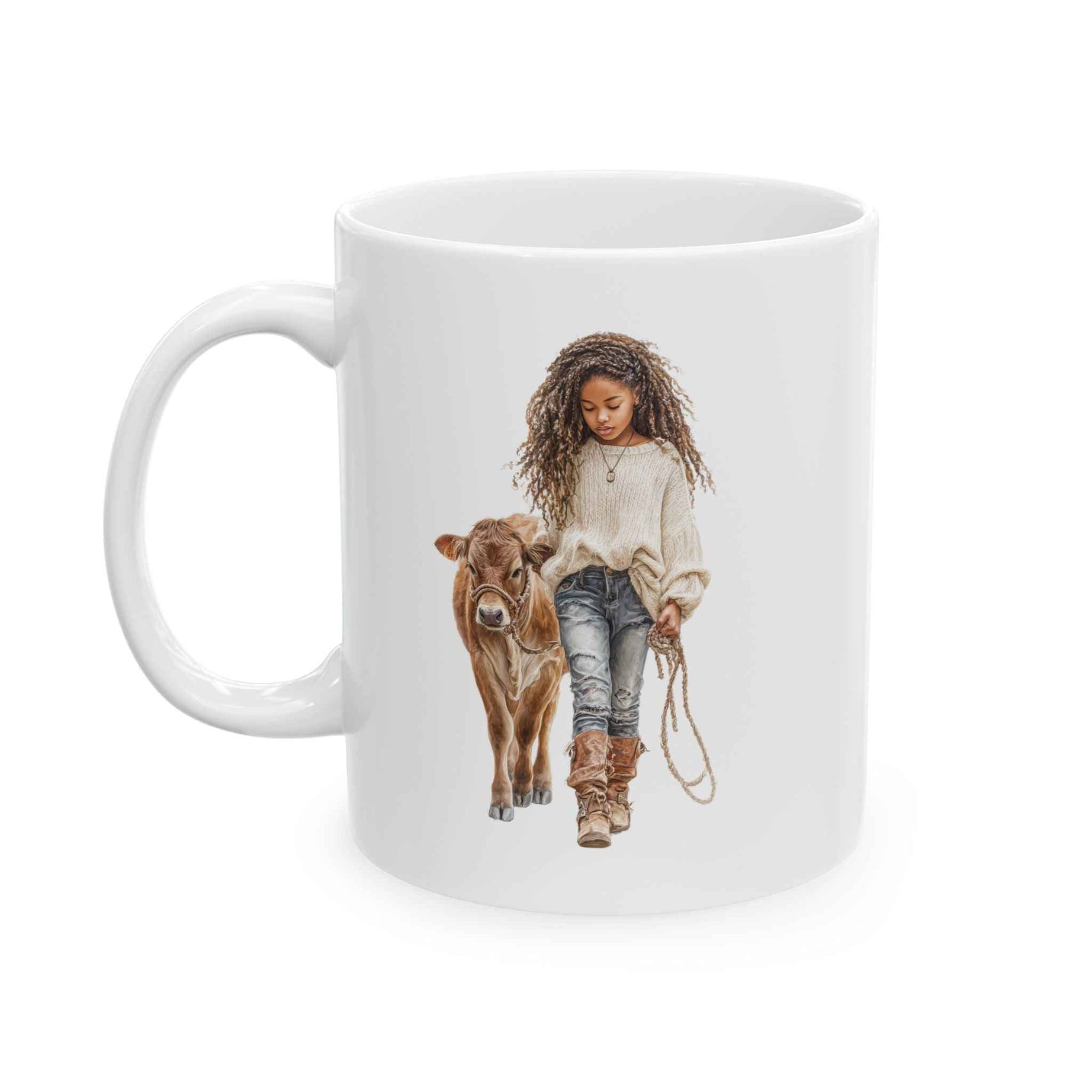 Vintage Country Ceramic Mug - Rustic Animal Coffee Cup