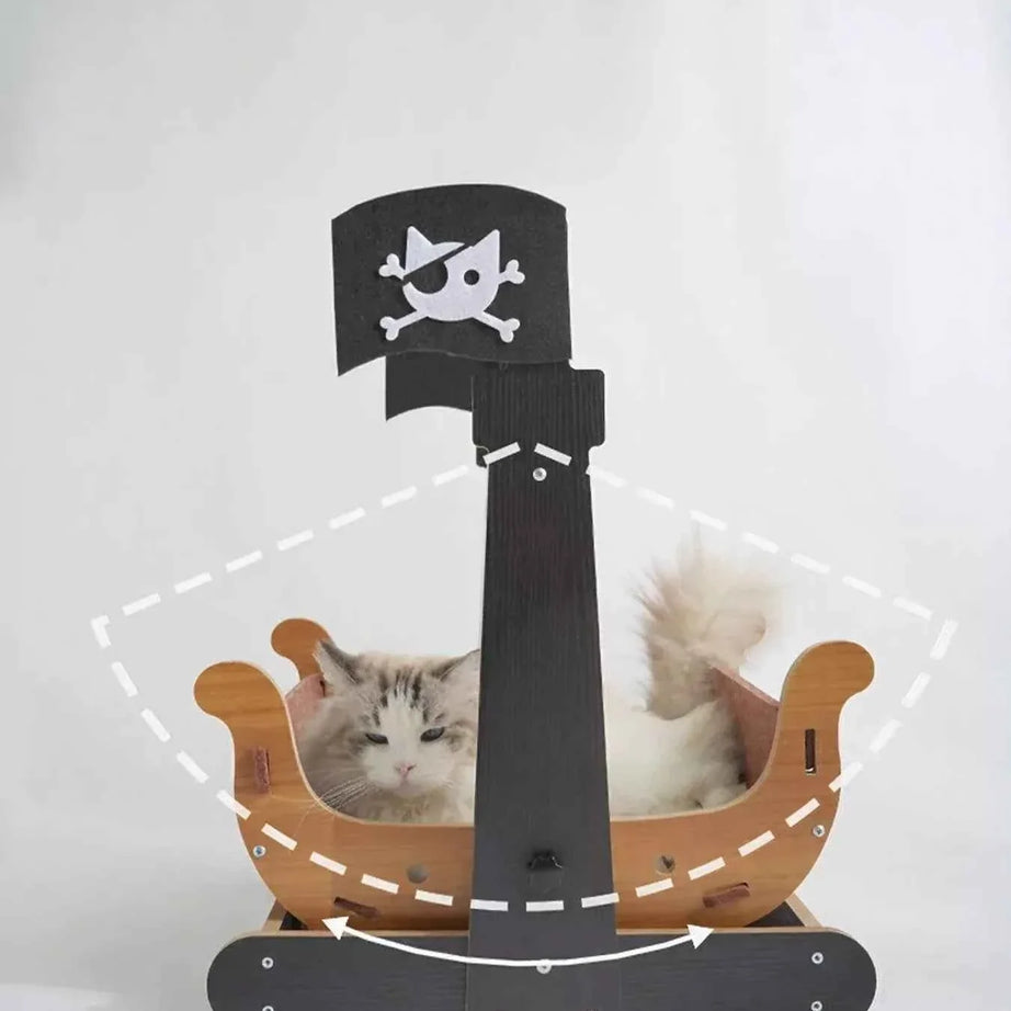 Pirate Ship Style Cat House - Rocking Pet Bed