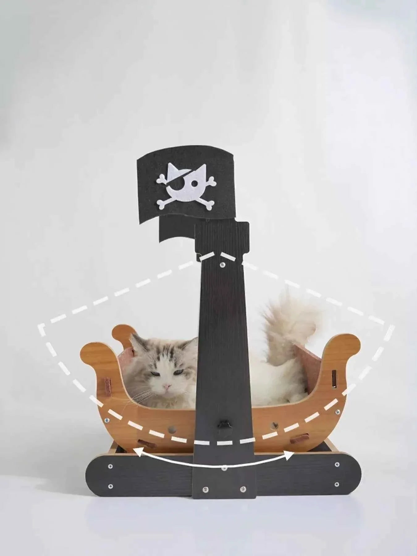Pirate Ship Style Cat House - Rocking Pet Bed