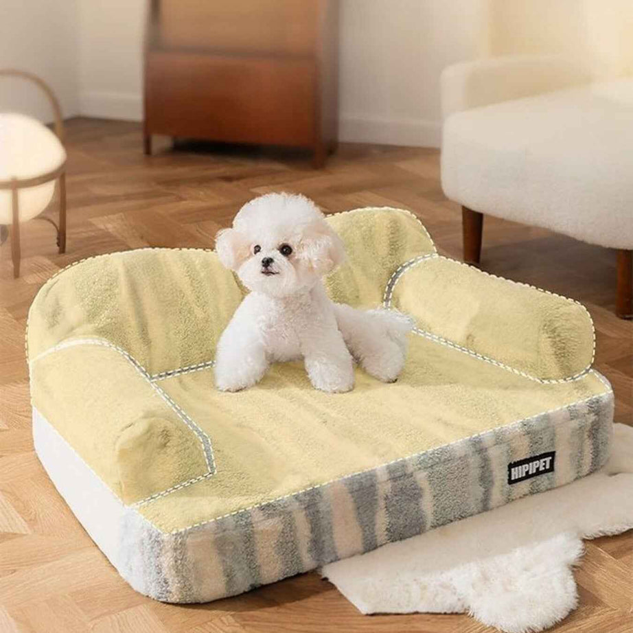 Pet Plush Bolster Bed Semi-Enclosed - Cozy Nest for Cats and Dogs