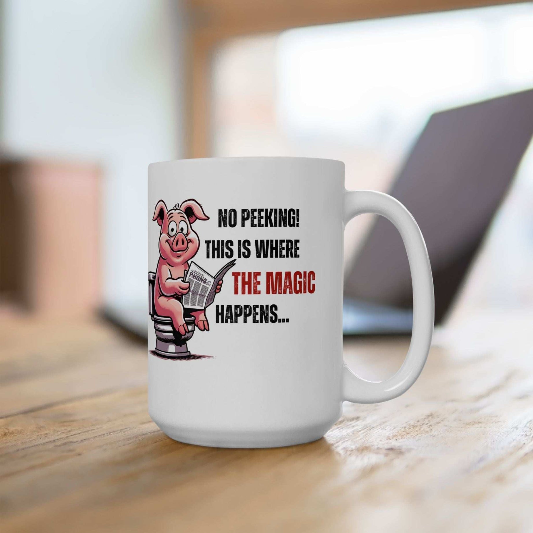 Funny Ceramic Mug - 'No Peeking!' Pig Design - Perfect Gift for Friends or Family