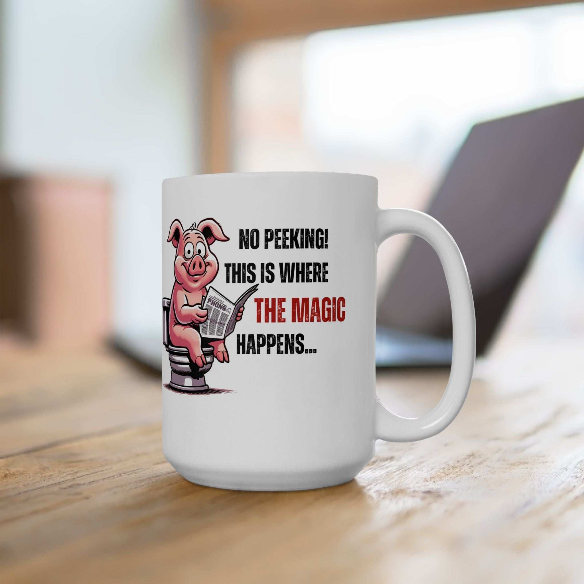 Funny Ceramic Mug - 'No Peeking!' Pig Design - Perfect Gift for Friends or Family