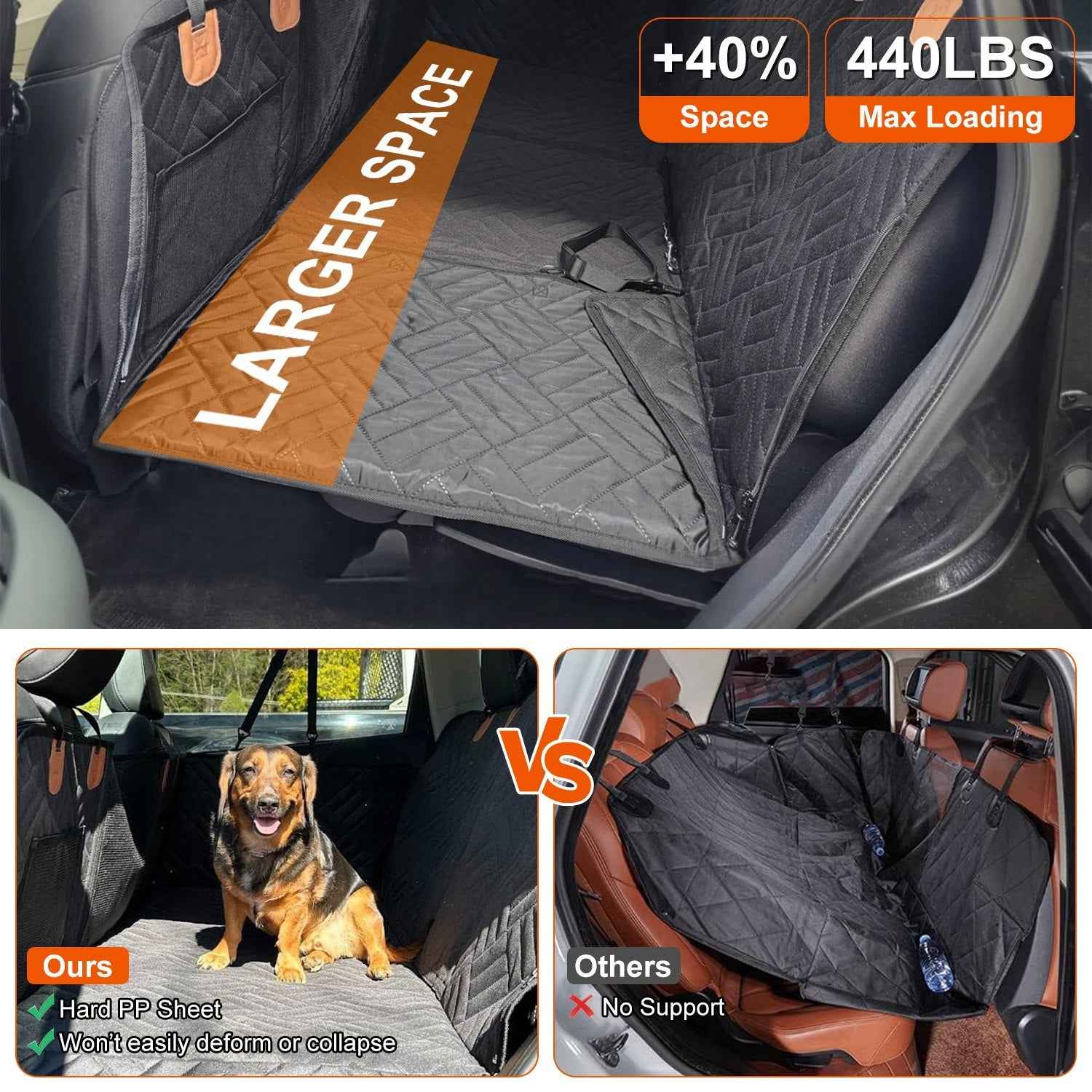 Dog Car Seat Cover - Waterproof Hammock for Back Seat