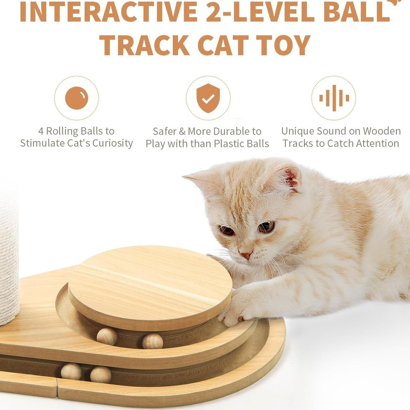 Cat Scratching Post Sisal - 3 Track Ball Lane Hanging Toy