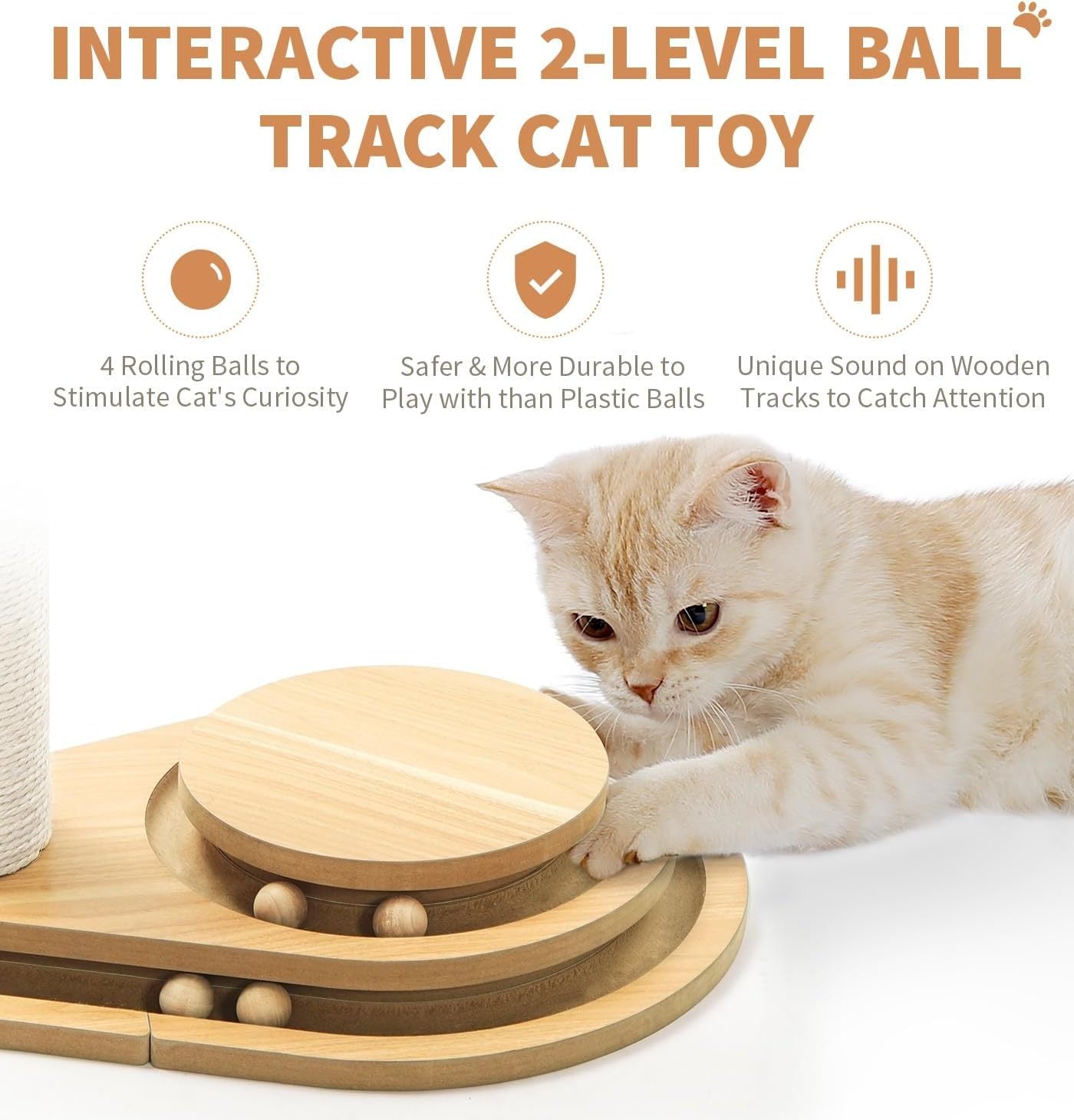 Cat Scratching Post Sisal - 3 Track Ball Lane Hanging Toy