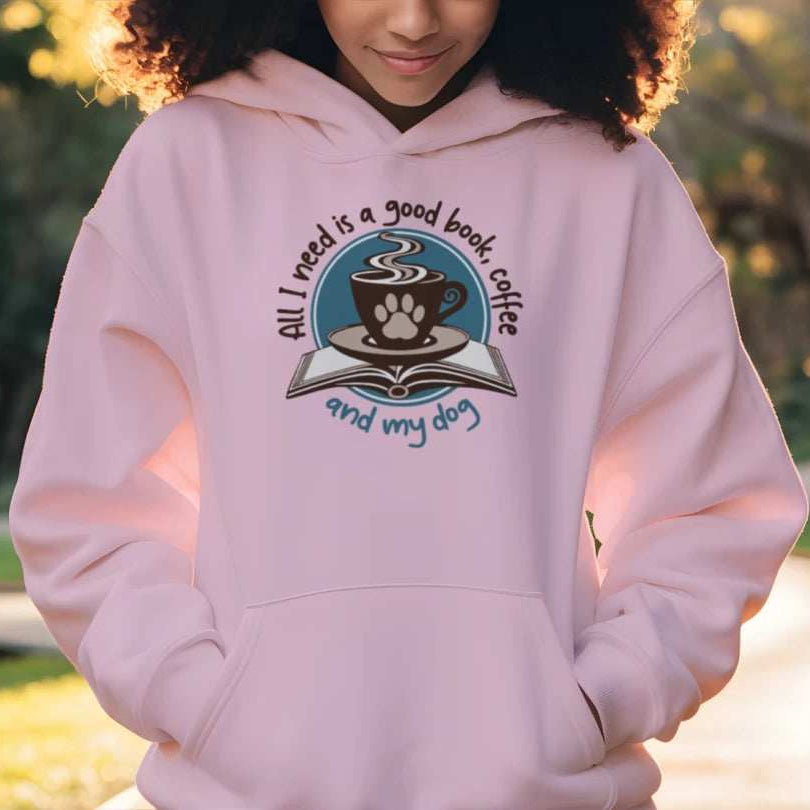 Book Coffee Dog Hoodie Sweatshirt - Bookworm Pet Parent