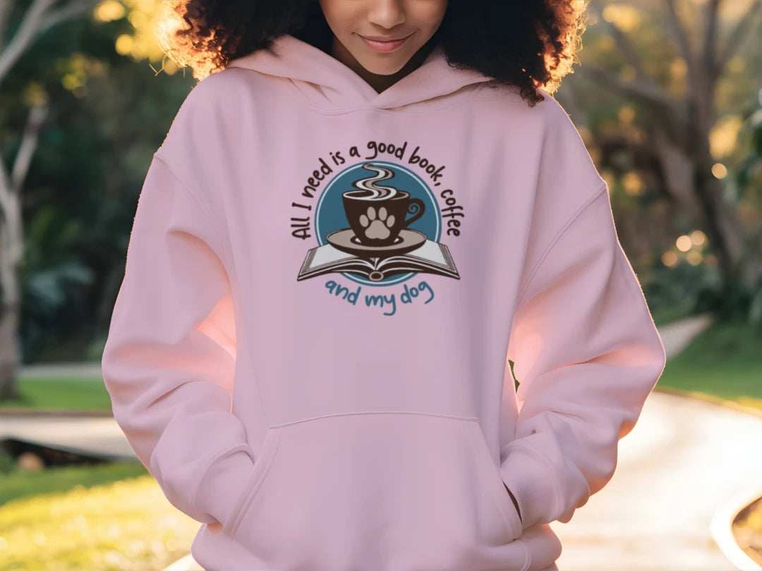Book Coffee Dog Hoodie Sweatshirt - Bookworm Pet Parent