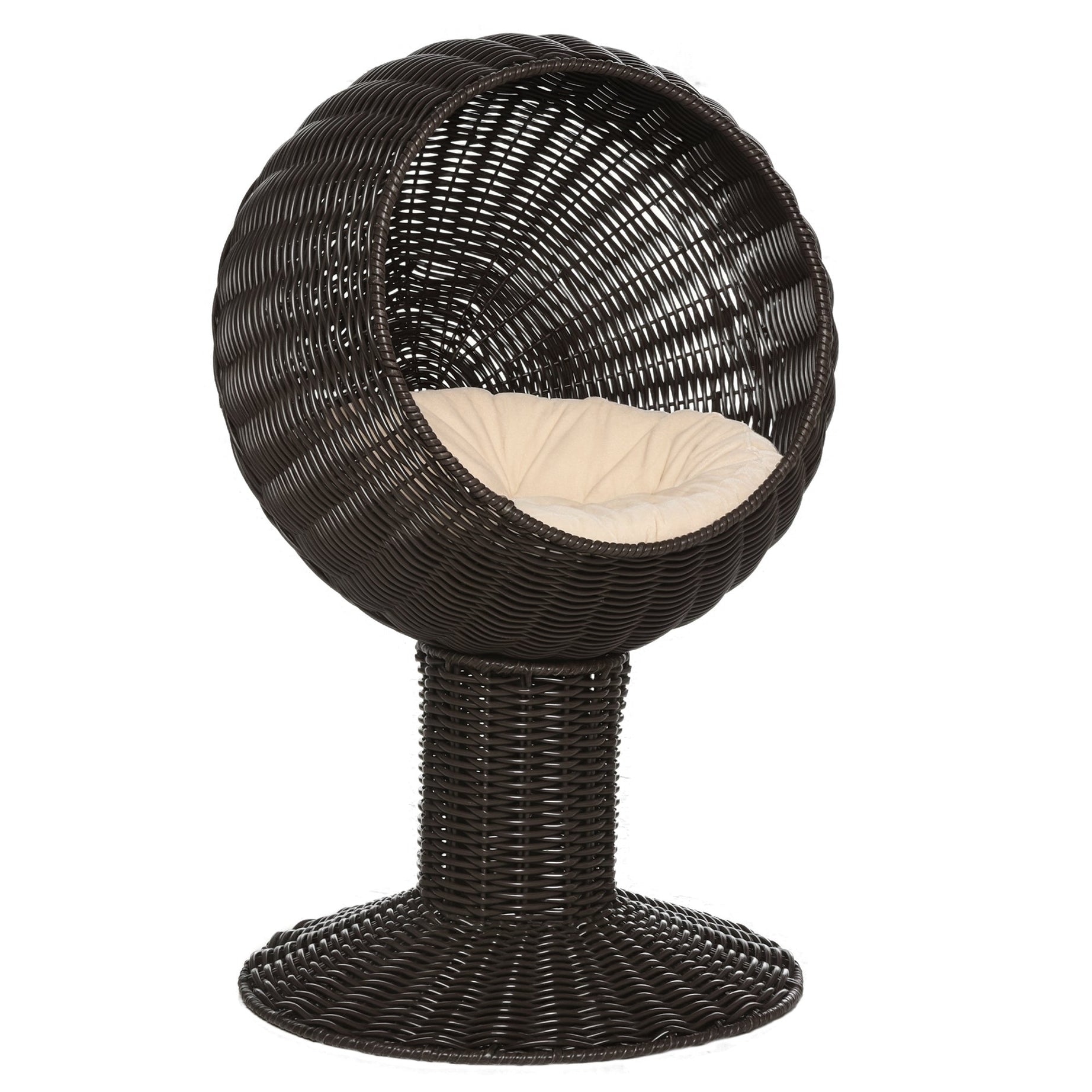 Cat Egg Chair Pod - Mat Grass Woven Rotating Basket Bed