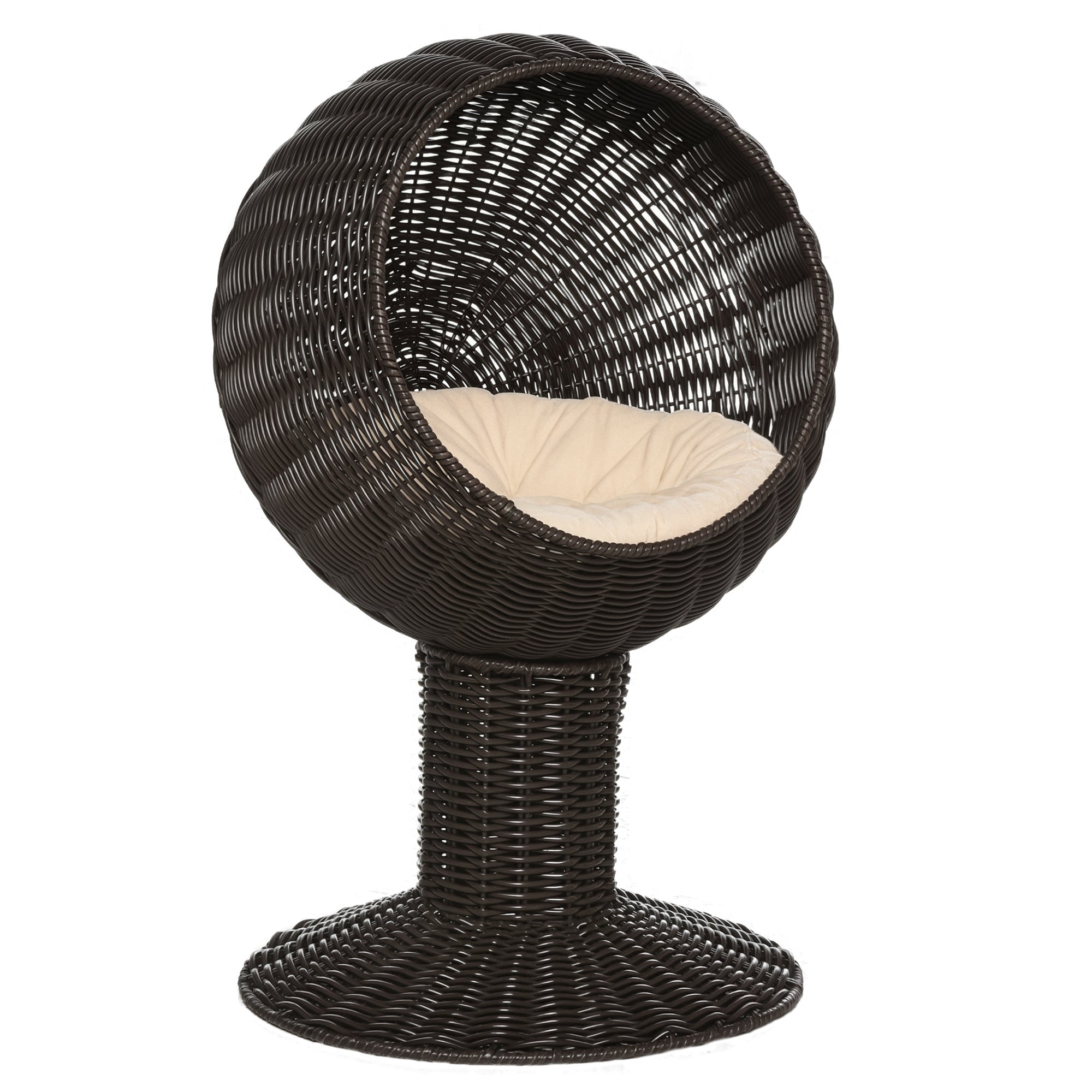 Cat Egg Chair Pod - Mat Grass Woven Rotating Basket Bed