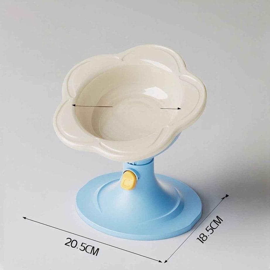 Pet Flower Bowl Ceramic - Elevated Pedestal Feeding Dish