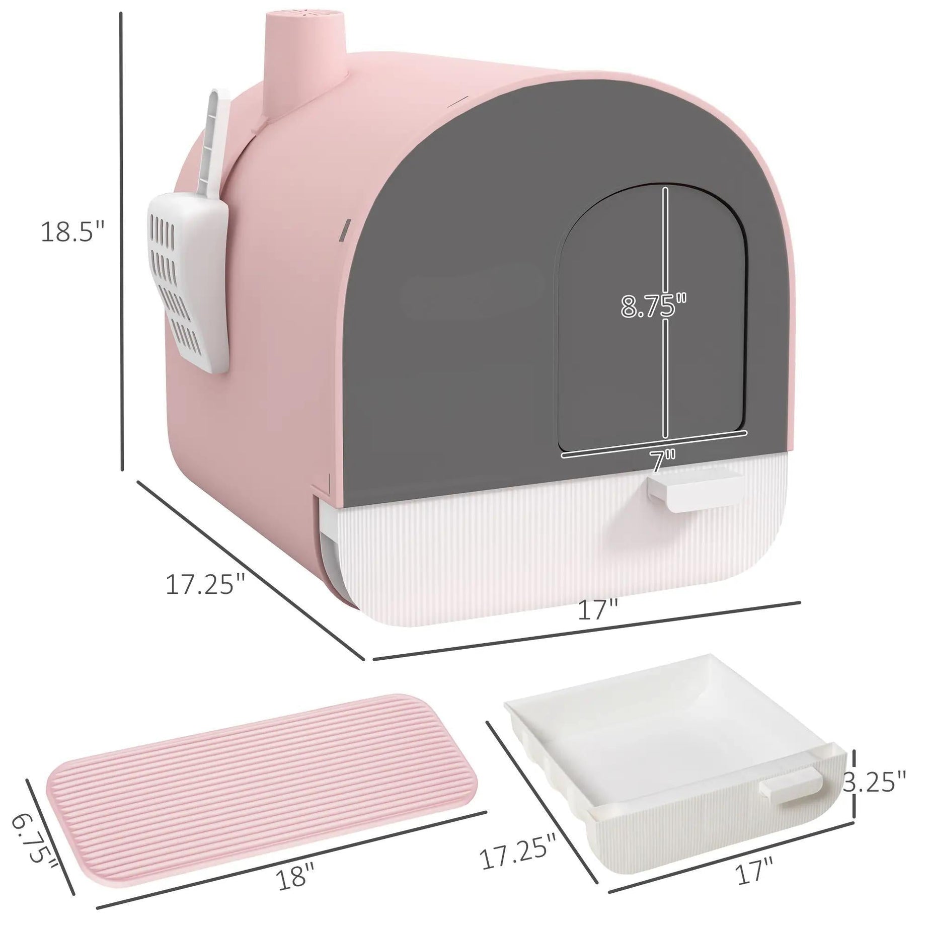 Cat Litter Box With Lid - Scoop Filter Mat Included