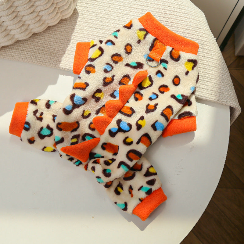 Dino Roar Fleece - Leopard Print Dog Hoodie