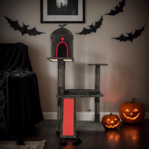 Gothic Cat Tree Coffin Bed - 53in Tower Condo Large Cats