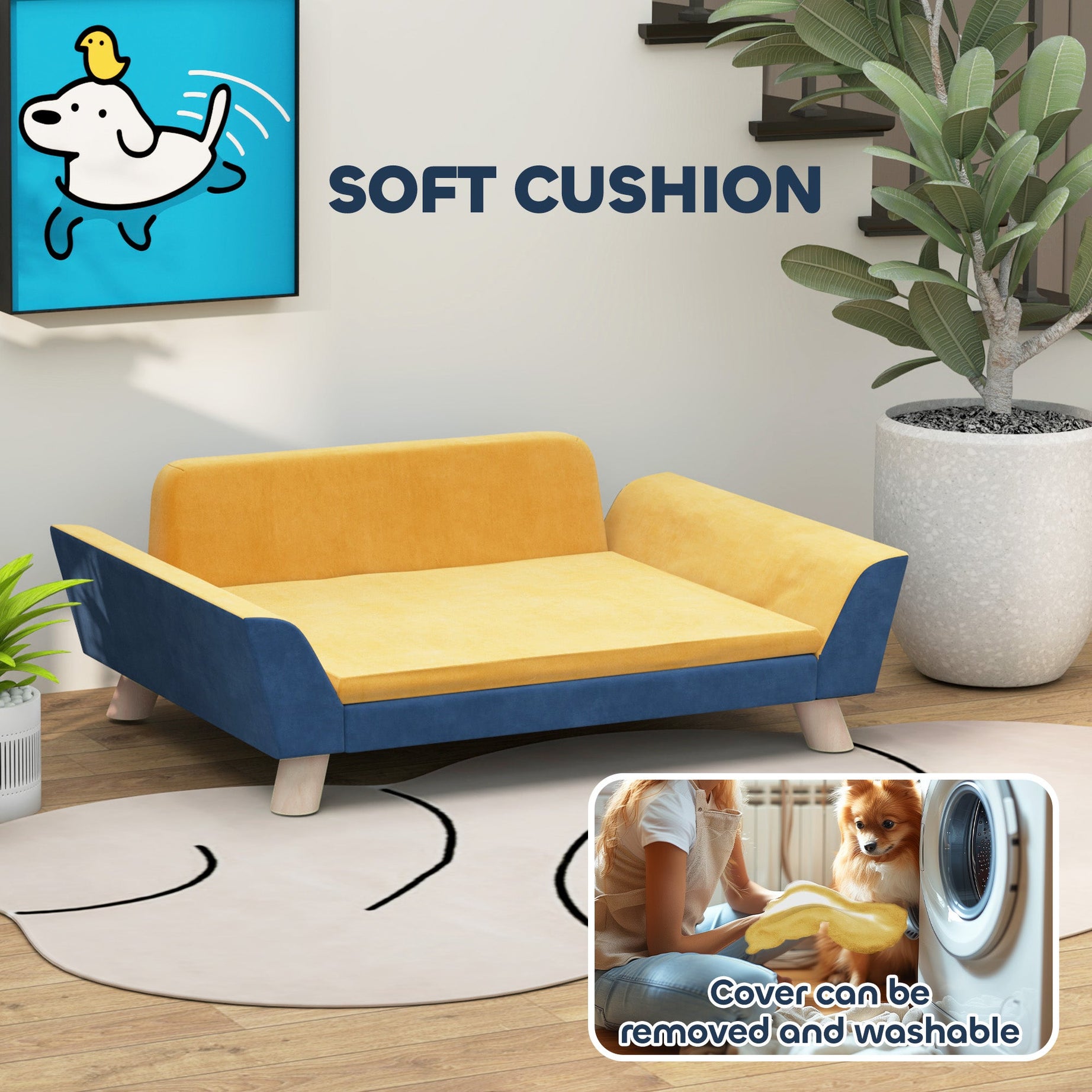 Dog Sofa Bed for Small Dogs - Washable & Elevated Couch