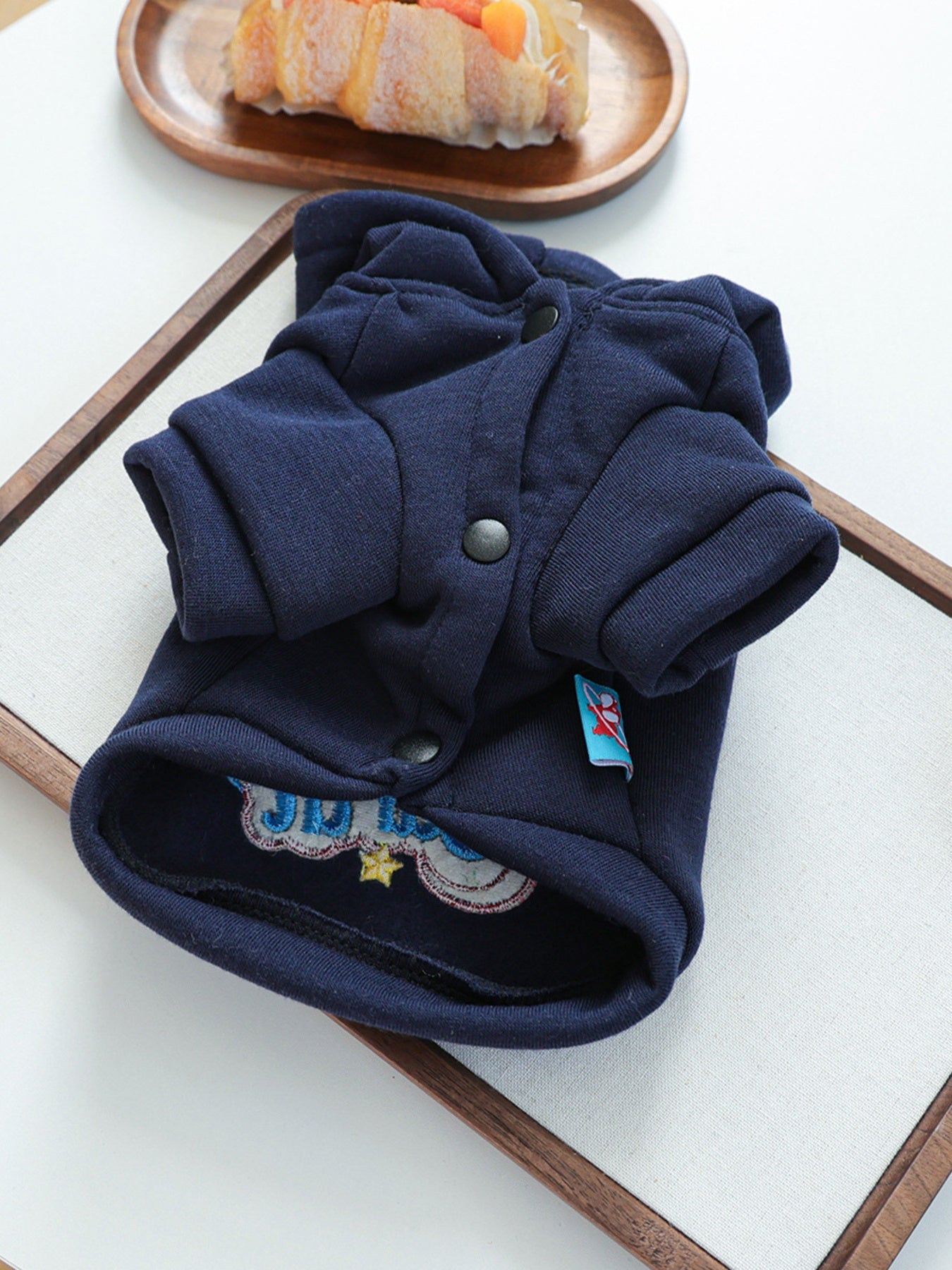 Dog Peace on Earth Hoodie - Rainbow Embroidered Navy Sweatshirt