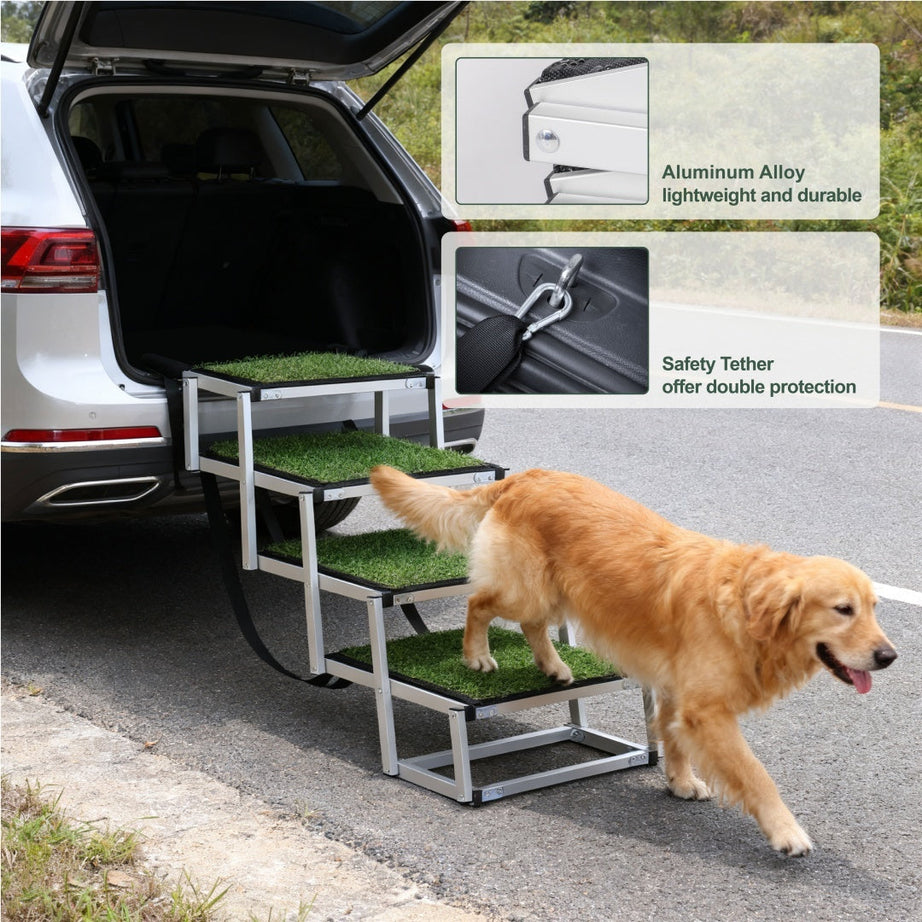 Foldable Dog Ramp for Cars - Portable Stairs for Large Dogs 250lbs