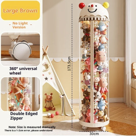 Pet Toy Storage Tower - Clear Cylinder Organizer with LED Lights