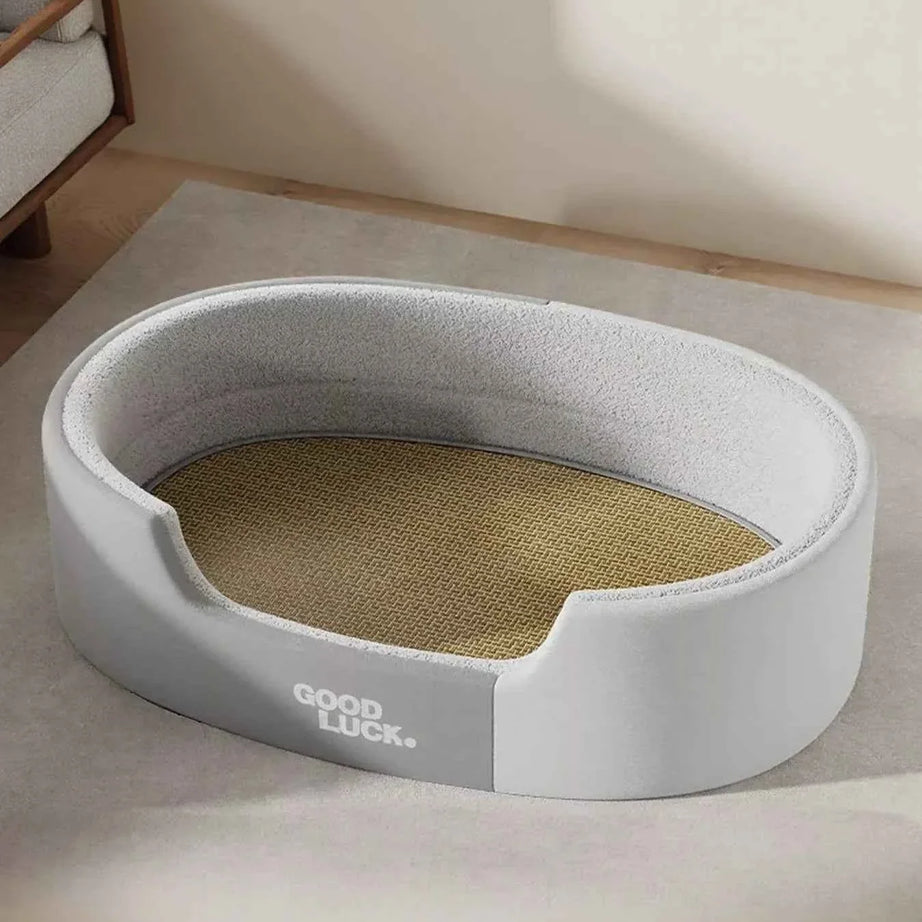 Plush Pet Nest - Two-Tone Thickened Oval Bed