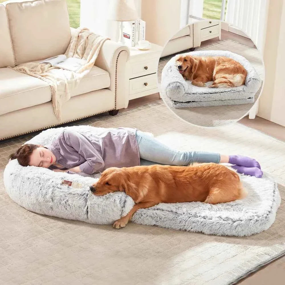 Large Foldable Dog Bed - Plush Orthopedic Human Sized