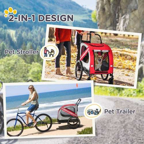 Pet Bike Trailer & Stroller - 2-in-1 for Small Dogs