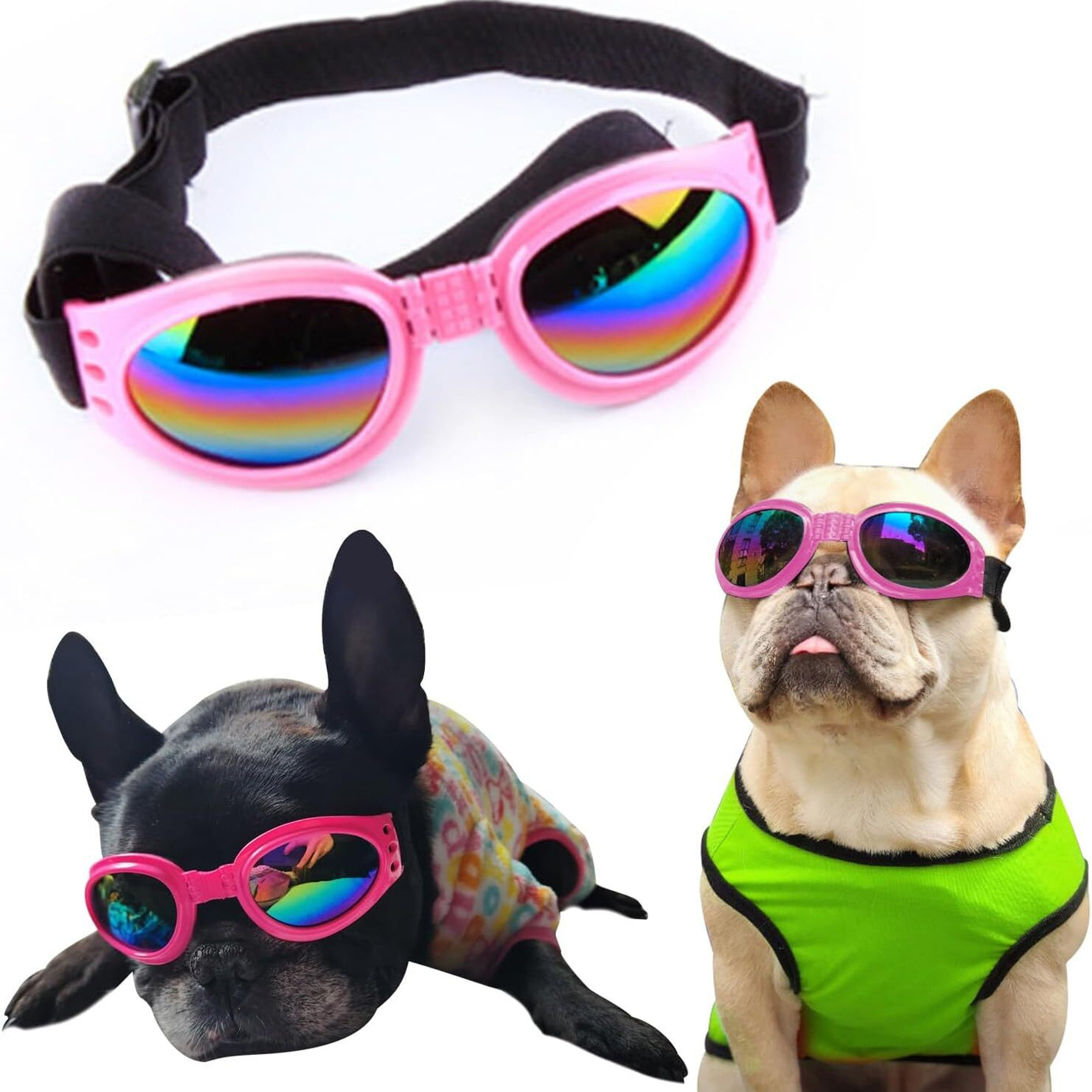 Pet Sunglasses UV Protection - 3 Pack Adjustable Dog Cat