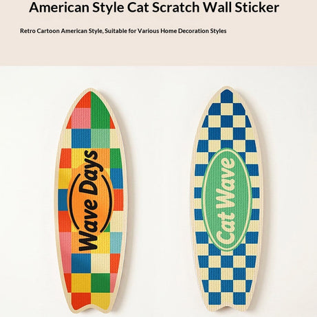 Cat Surfboard Wall Scratcher - Sisal Wall-Mounted Scratching Board
