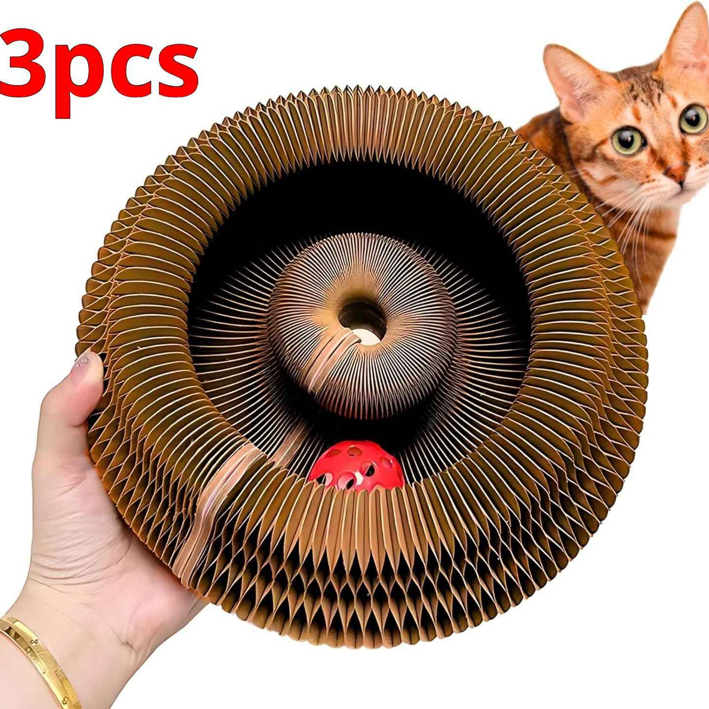 Cat Toy With Bells - Accordion-style Scratching Post