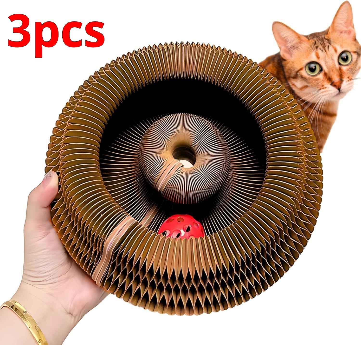 Cat Toy With Bells - Accordion-style Scratching Post
